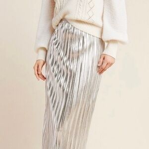 Maeve Nikola mid calf pleated skirt shimmer